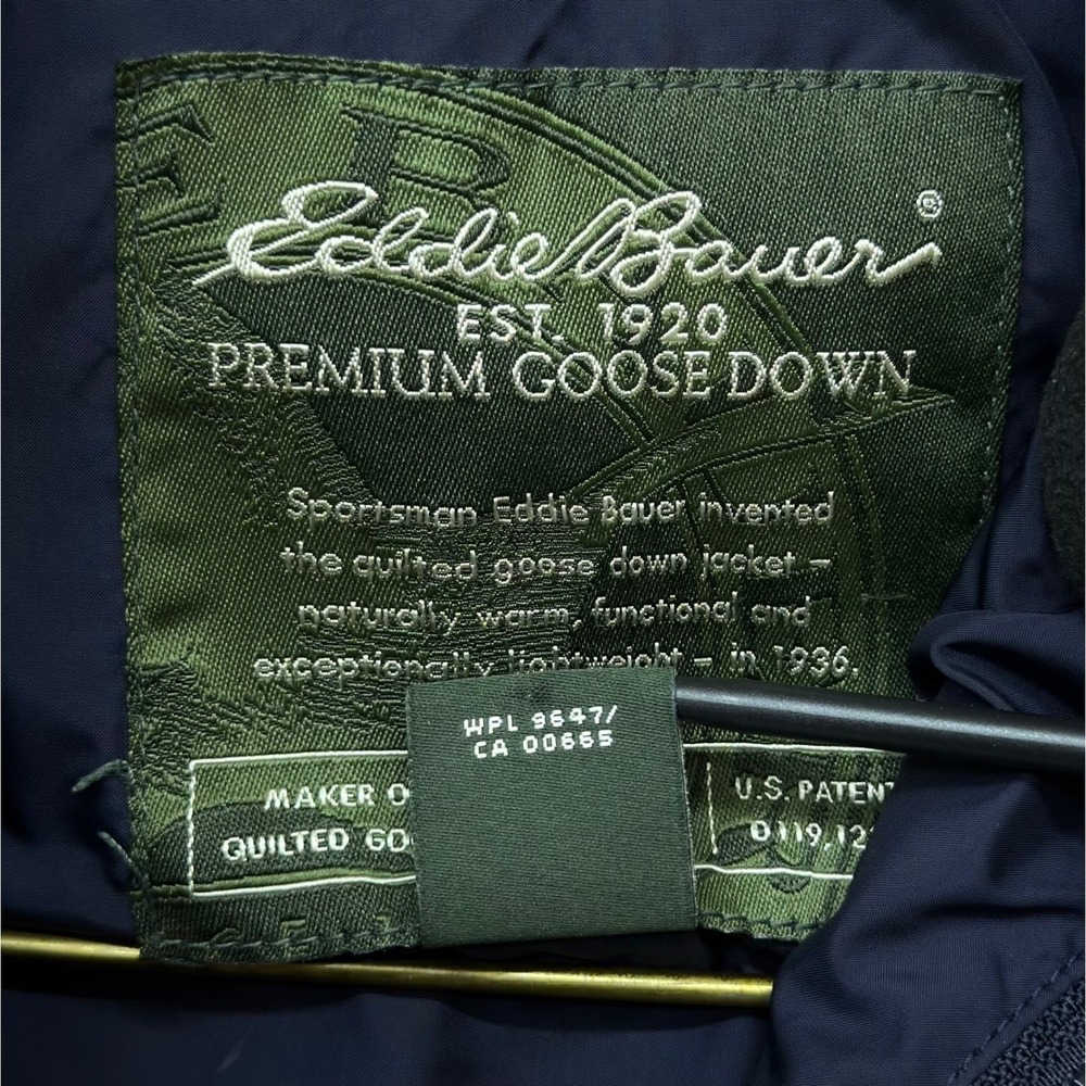 Eddie Bauer Premium Goose Down Puffer Vest Blue Green Plaid Womens Large L - Picture 7 of 8